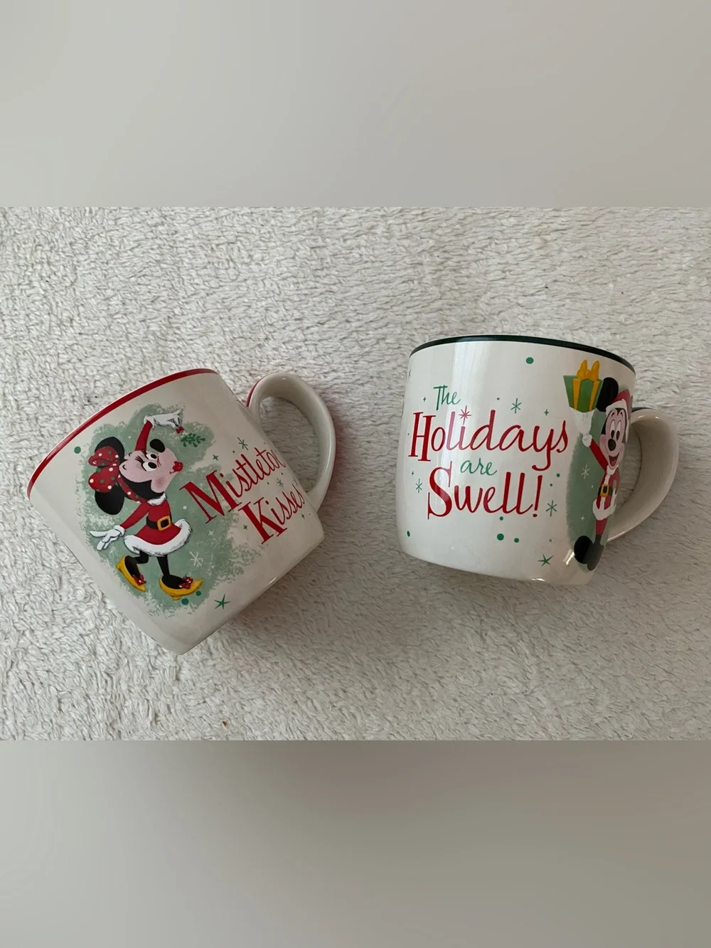 Disney Parks Exclusive Holiday Mugs - his and hers Festive Mickey Minnie Design